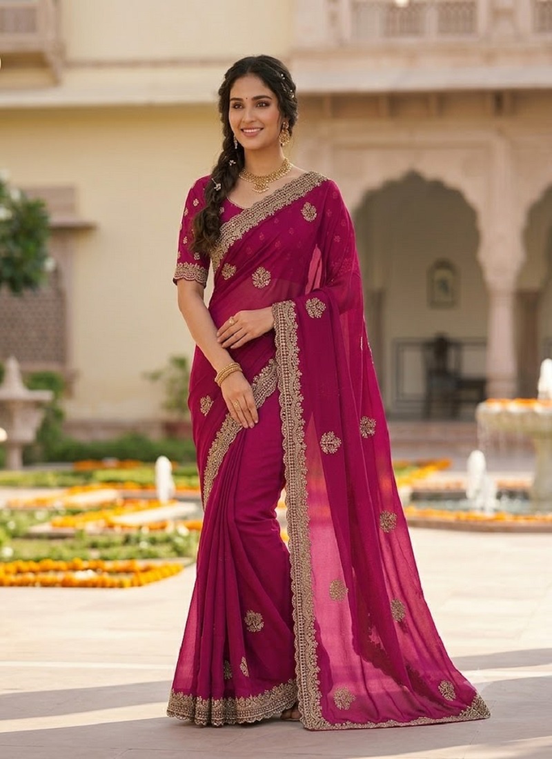 Ritika Star Georgette With Embroidery Work Saree